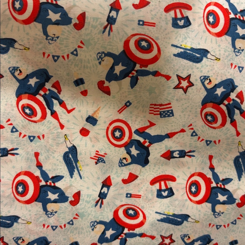 Fabric Captain America Patriotic Toss 1 yard x 44" wide Eugene Textiles cotton